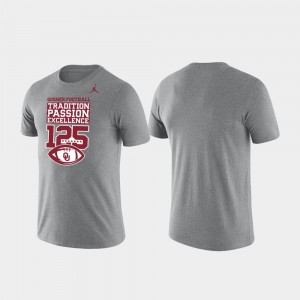 Oklahoma Sooners T-Shirt For Men's 125th Football Season Heather Gray Tradition Dri-Fit