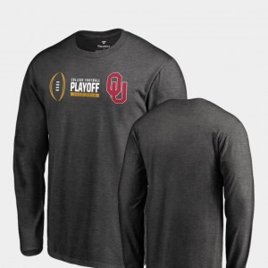 Oklahoma Sooners T-Shirt Heather Gray 2018 College Football Playoff Bound Cadence Long Sleeve Mens