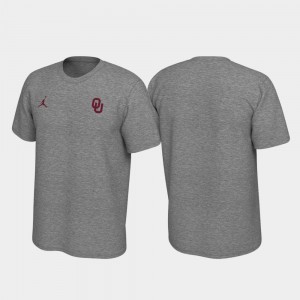 Oklahoma Sooners T-Shirt Heathered Gray Left Chest Logo Legend For Men's
