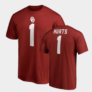 Oklahoma Sooners Jalen Hurts T-Shirt Name & Number Crimson Men's College Legends #1