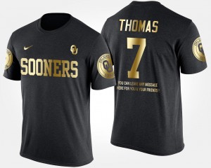 Oklahoma Sooners Jordan Thomas T-Shirt Gold Limited #7 Black Men's Short Sleeve With Message