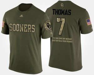 Oklahoma Sooners Jordan Thomas T-Shirt For Men's #7 Short Sleeve With Message Military Camo