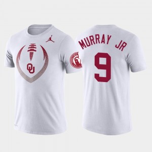 Oklahoma Sooners Kenneth Murray T-Shirt Performance Football Icon White #9 For Men's