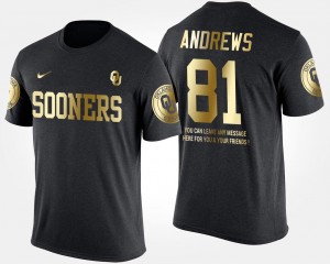 Oklahoma Sooners Mark Andrews T-Shirt Men #81 Gold Limited Short Sleeve With Message Black