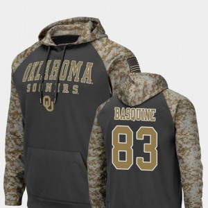 Oklahoma Sooners Nick Basquine Hoodie Charcoal #83 For Men United We Stand Colosseum Football