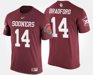 Oklahoma Sooners Sam Bradford T-Shirt Big 12 Conference Rose Bowl #14 Crimson For Men's Bowl Game