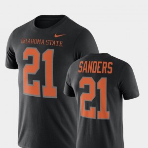 Oklahoma State Cowboys and Cowgirls Barry Sanders T-Shirt College Football Black Name & Number #21 For Men