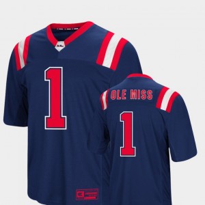 Ole Miss Rebels Jersey #1 Mens Navy Colosseum Authentic Foos-Ball Football