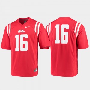 Ole Miss Rebels Jersey Game Mens #16 Red College Football
