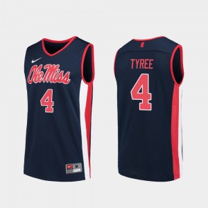 Ole Miss Rebels Breein Tyree Jersey Replica For Men's #4 College Basketball Navy