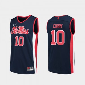 Ole Miss Rebels Carlos Curry Jersey Mens #10 Navy College Basketball Replica