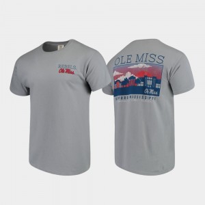 Ole Miss Rebels T-Shirt Campus Scenery Men Gray Comfort Colors