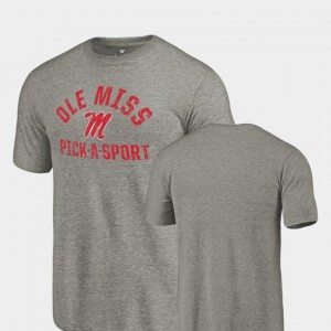 Ole Miss Rebels T-Shirt Gray Pick-A-Sport For Men's Tri-Blend Distressed