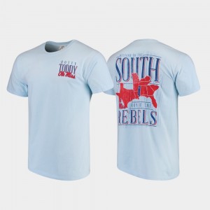 Ole Miss Rebels T-Shirt For Men's Comfort Colors Welcome to the South Light Blue