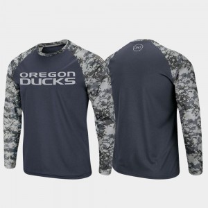Oregon Ducks T-Shirt OHT Military Appreciation Charcoal Camo For Men's Raglan Long Sleeve