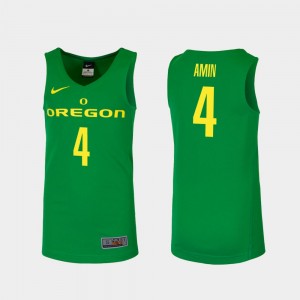 Oregon Ducks Ehab Amin Jersey For Men's Green #4 Replica College Basketball
