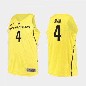 Oregon Ducks Ehab Amin Jersey #4 Yellow Mens College Basketball Authentic