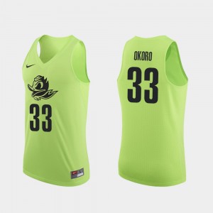 Oregon Ducks Francis Okoro Jersey Men's College Basketball Authentic #33 Apple Green