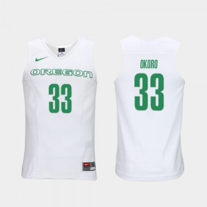 Oregon Ducks Francis Okoro Jersey #33 For Men White Authentic Performace Elite Authentic Performance College Basketball