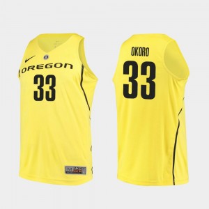 Oregon Ducks Francis Okoro Jersey Yellow College Basketball #33 Men Authentic