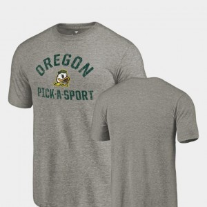 Oregon Ducks T-Shirt Tri-Blend Distressed Gray Men's Pick-A-Sport