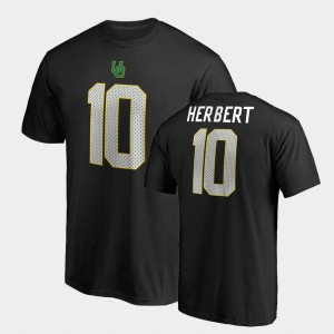 Oregon Ducks Justin Herbert T-Shirt #10 Name & Number College Legends Black For Men's