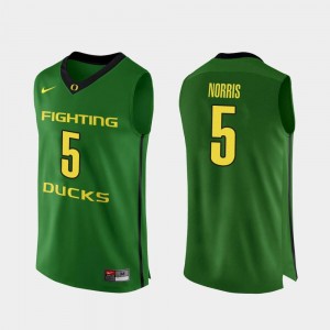 Oregon Ducks Miles Norris Jersey Apple Green Mens Authentic #5 College Basketball