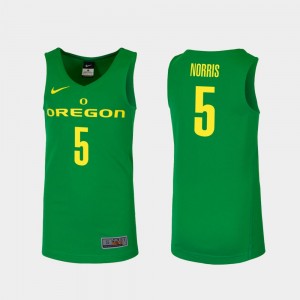 Oregon Ducks Miles Norris Jersey Green #5 College Basketball Replica For Men's