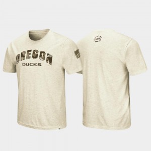 Oregon Ducks T-Shirt Oatmeal For Men's Desert Camo OHT Military Appreciation