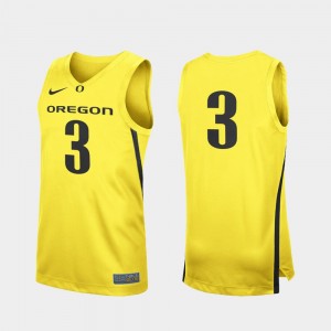 Oregon Ducks Jersey College Basketball Yellow #3 Replica Men's