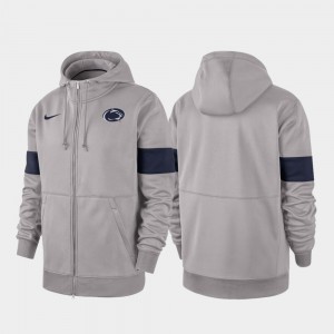 Penn State Nittany Lions Hoodie Performance Full-Zip Gray For Men 2019 Sideline Therma-FIT