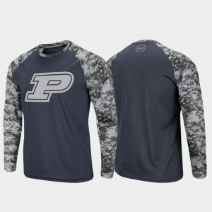 Purdue Boilermakers T-Shirt Men Raglan Long Sleeve Digi Camo OHT Military Appreciation Charcoal Camo