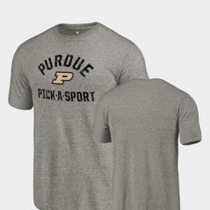 Purdue Boilermakers T-Shirt Gray Pick-A-Sport Men Tri-Blend Distressed