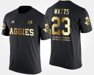 Texas A&M Aggies Armani Watts T-Shirt Gold Limited #23 Mens Black Short Sleeve With Message