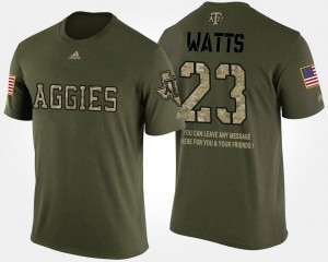 Texas A&M Aggies Armani Watts T-Shirt Military #23 Camo Short Sleeve With Message For Men