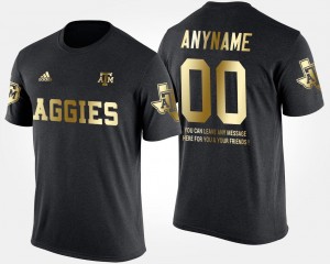 Texas A&M Aggies Customized T-Shirts For Men Gold Limited Black #00 Short Sleeve With Message