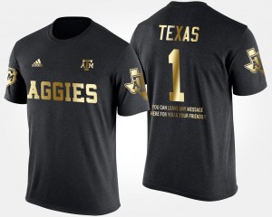 Texas A&M Aggies T-Shirt Black Gold Limited Men #1 No.1 Short Sleeve With Message