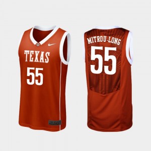 Texas Longhorns Elijah Mitrou-Long Jersey College Basketball Burnt Orange Replica Men #55