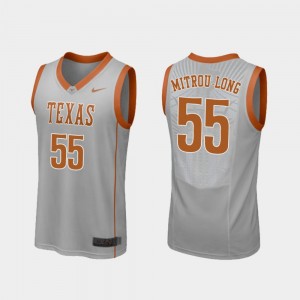 Texas Longhorns Elijah Mitrou-Long Jersey Replica #55 Mens Gray College Basketball