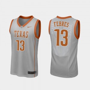 Texas Longhorns Jase Febres Jersey Men College Basketball Replica #13 Gray