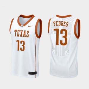 Texas Longhorns Jase Febres Jersey #13 Replica Men College Basketball White