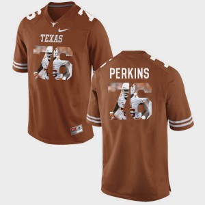 Texas Longhorns Kent Perkins Jersey Mens #76 Brunt Orange Pictorial Fashion