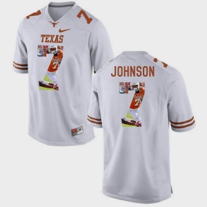 Texas Longhorns Marcus Johnson Jersey For Men's #7 White Pictorial Fashion