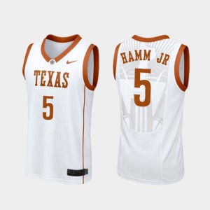 Texas Longhorns Royce Hamm Jr Jersey Men College Basketball White Replica #5