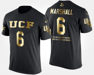 UCF Knights Brandon Marshall T-Shirt Gold Limited #6 Black Short Sleeve With Message Mens