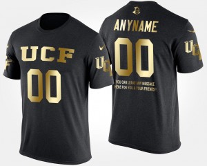 UCF Knights Customized T-Shirt For Men Black #00 Short Sleeve With Message Gold Limited