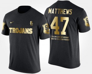 USC Trojans Clay Matthews T-Shirt Black Mens Gold Limited #47 Short Sleeve With Message