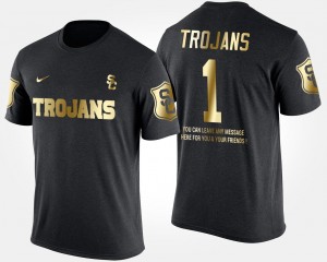 USC Trojans T-Shirt #1 Black Mens No.1 Short Sleeve With Message Gold Limited