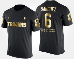 USC Trojans Mark Sanchez T-Shirt For Men Gold Limited Short Sleeve With Message Black #6
