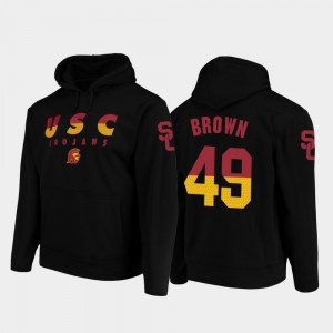 USC Trojans Michael Brown Hoodie For Men #49 Black Wedge Performance College Football Pullover